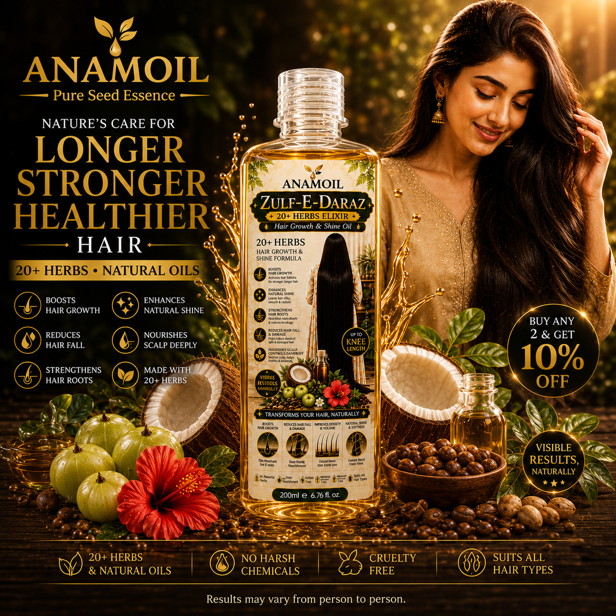 Zulf-e-Daraz – Herbal Long Hair Growth Oil | لمبے اور مضبوط بالوں کی قدرتی نگہداشت