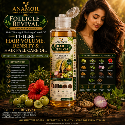 Follicle Revival – Herbal Hair Volume & Thickening Oil | بالوں میں قدرتی حجم، کثافت اور گھنی خوبصورتی کے لیے