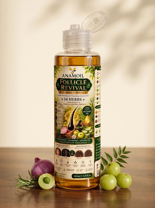 Follicle Revival – Herbal Hair Volume & Thickening Oil | بالوں میں قدرتی حجم، کثافت اور گھنی خوبصورتی کے لیے