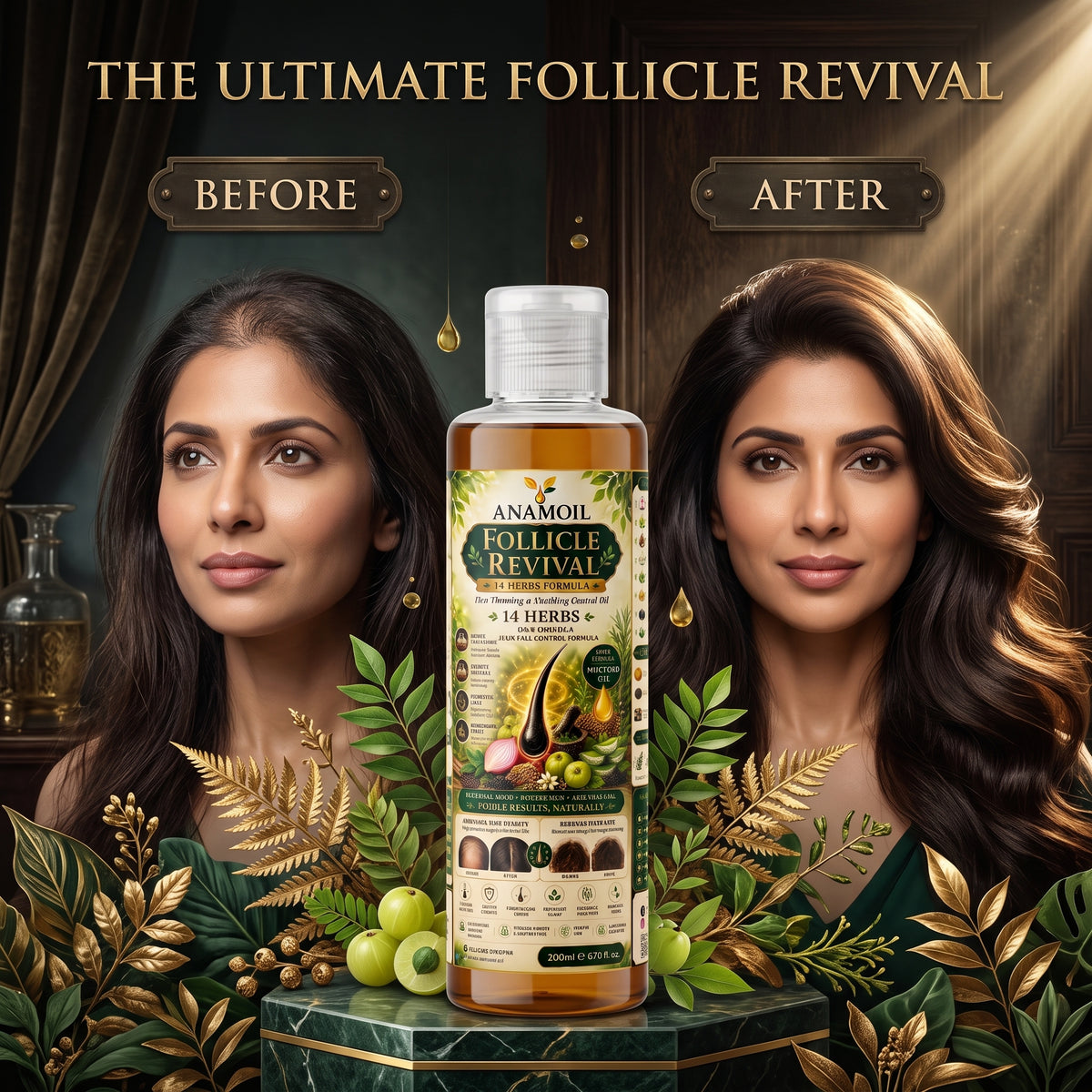 Follicle Revival – Herbal Hair Volume & Thickening Oil | بالوں میں قدرتی حجم، کثافت اور گھنی خوبصورتی کے لیے