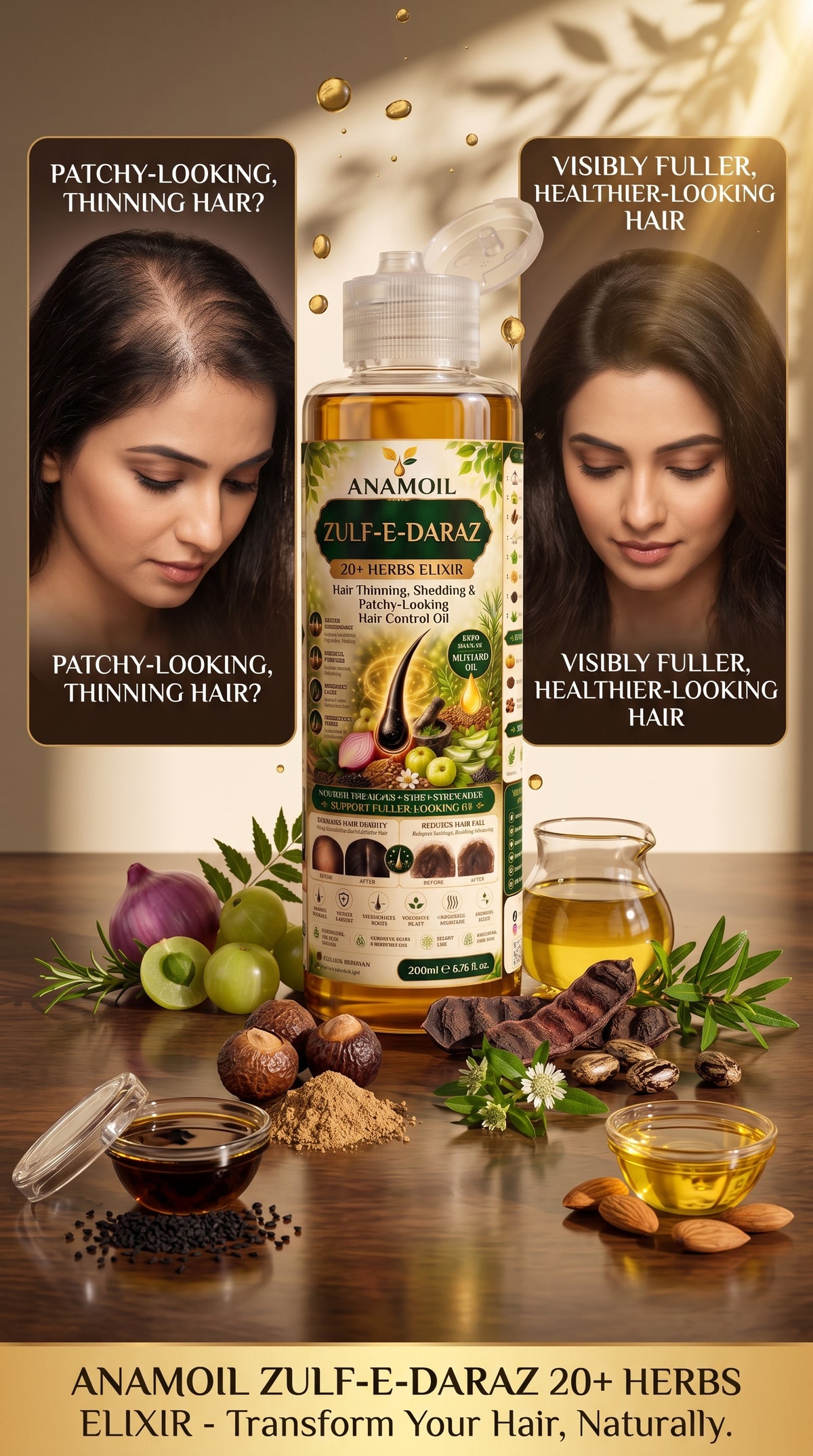 Follicle Revival – Herbal Hair Volume & Thickening Oil | بالوں میں قدرتی حجم، کثافت اور گھنی خوبصورتی کے لیے